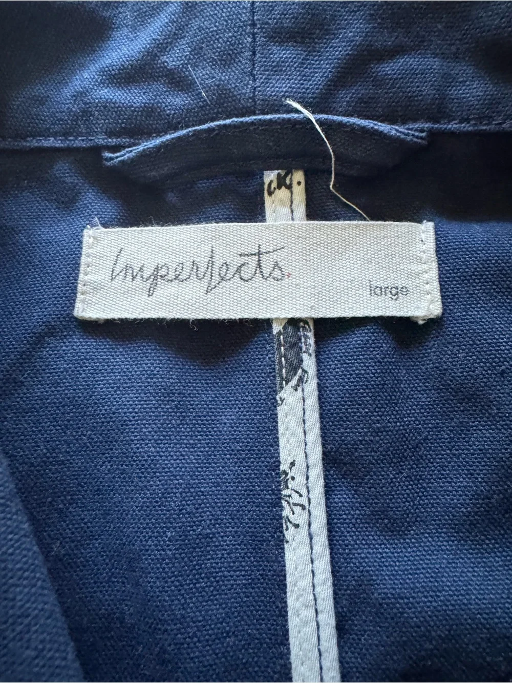 Imperfects Utility Chore Vest Navy Canvas Cotton Large